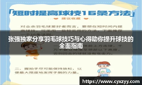 张强独家分享羽毛球技巧与心得助你提升球技的全面指南